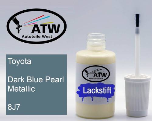 Toyota, Dark Blue Pearl Metallic, 8J7: 20ml Lackstift, von ATW Autoteile West.